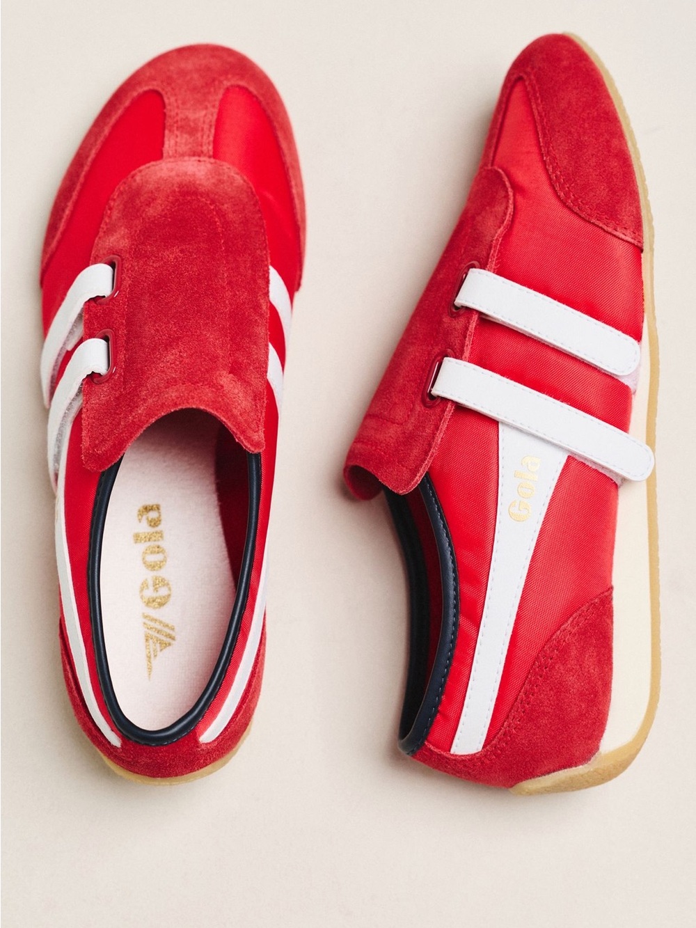 Gola Exclusive Swift Red & White Velcro Retro Trainers NEW Only Anthropologie